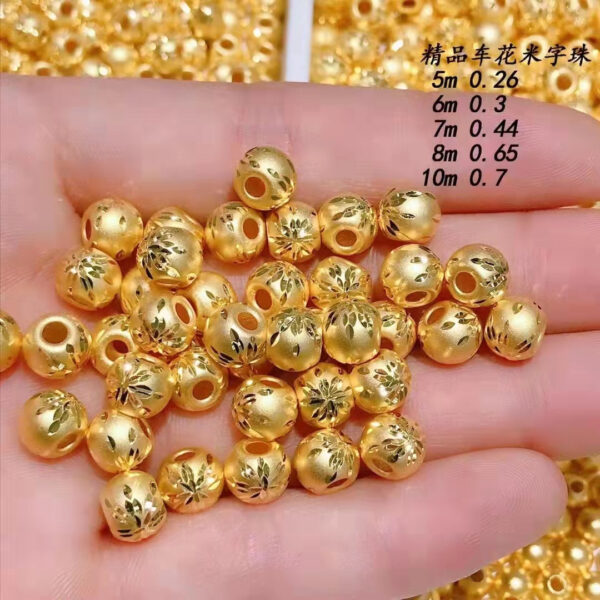 Hb0efd7b9e97d4e7a8610f4a7ae913b88U Luxury Pure 24K Gold Jewelry Accessories DIY Bracelet Necklace Beads Women Ladies Female Bridal Engagement Wedding Jewelry