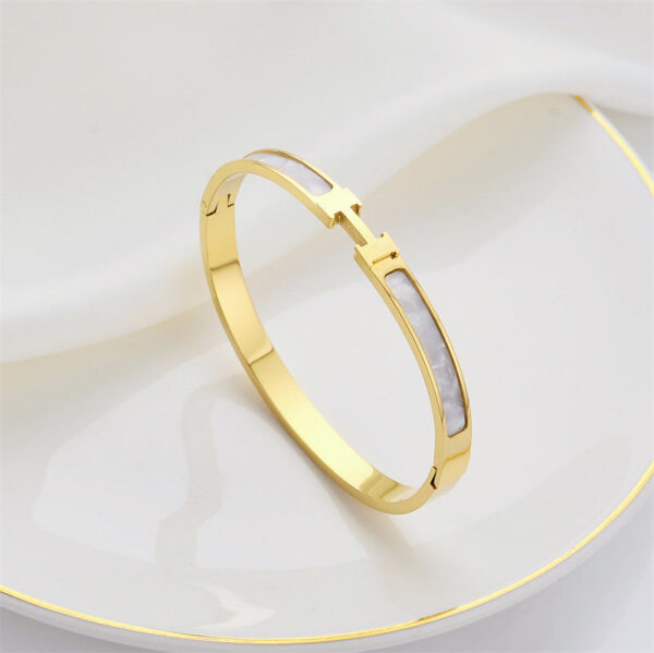 2023 New titanium Steel Inlaid real shell rose Gold H bracelet