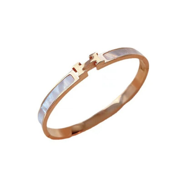 2023 New titanium Steel Inlaid real shell rose Gold H bracelet