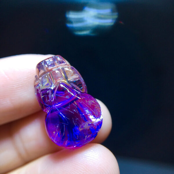 Natural Purple Hair Crystal Super Seven Purple Super Pixiu Pendant Treasure Collection, Size: 20.7/13mm 10202088