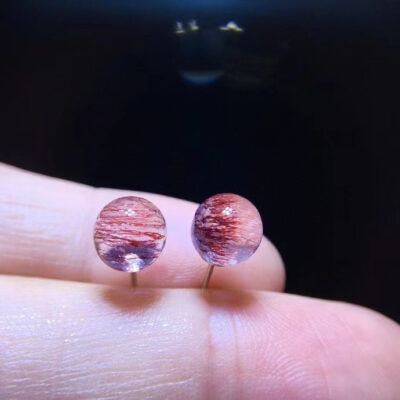 Super Beautiful Fantasy Purple Titanium Crystal Purple Seven Earrings for Women, Size 7.3mm2410208319