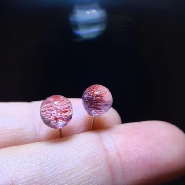 Super Beautiful Fantasy Purple Titanium Crystal Purple Seven Earrings for Women, Size 7.3mm2410208319