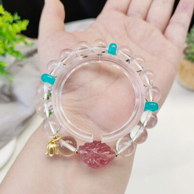 Natural White Crystal ➕ Strawberry crystal nine tailed fox beads with a diameter of 10 millimeters,2410045126