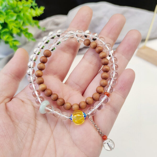 Natural White Crystal ➕ Lao Shan Tan's original double loop bracelet with a bead diameter of 6mm2410039461