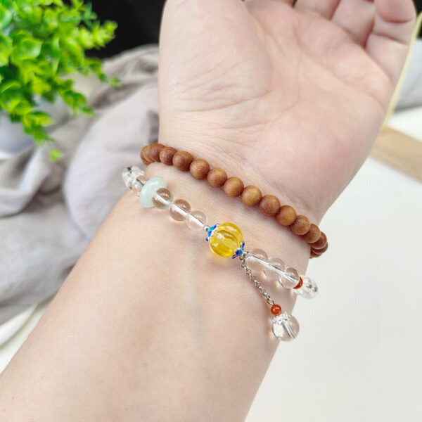 Natural White Crystal ➕ Lao Shan Tan's original double loop bracelet with a bead diameter of 6mm2410039461