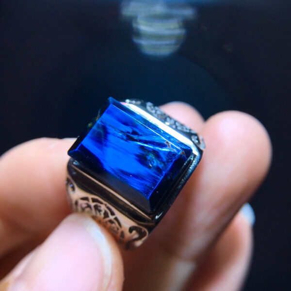 Natural colored Peter stone lightning pattern ⚡ Ring, size 13.6/10.3mm2710338621