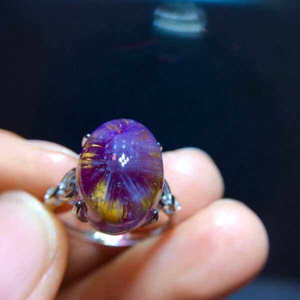 Natural Aurora Titanium Purple Beige Flower Sky Eye Ring Size: 14.1/11.1mm2710178649