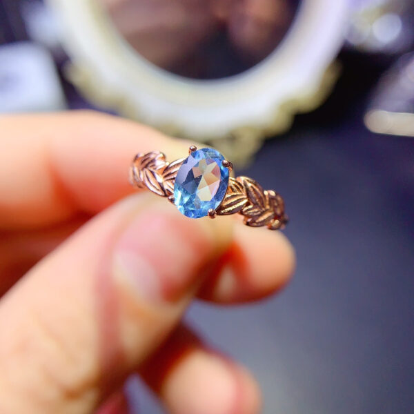 Swiss Blue Topaz Stone Ring, Main Stone Size 5 * 7mm0211095159