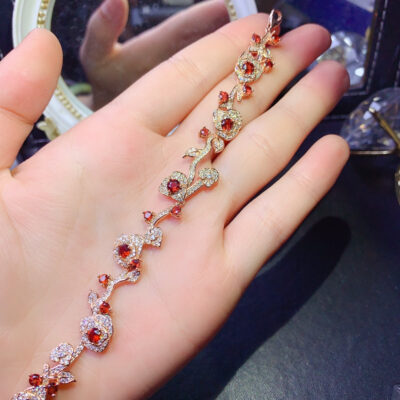 Pure Natural Mozambique Garnet Bracelet, Main Stone Circle 3+Circle 4mm0311450126