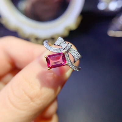 Natural powder topa ring, main stone size square 5 * 7mm0311120894