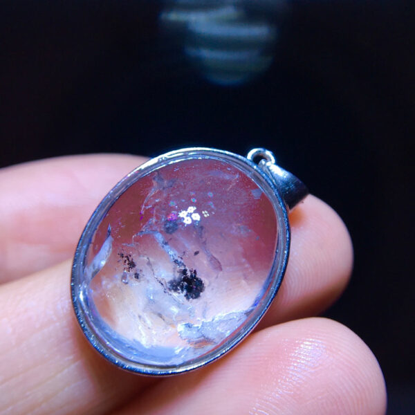 Natural water gallbladder black quicksand pendant necklace, size 20/16mm0311238791
