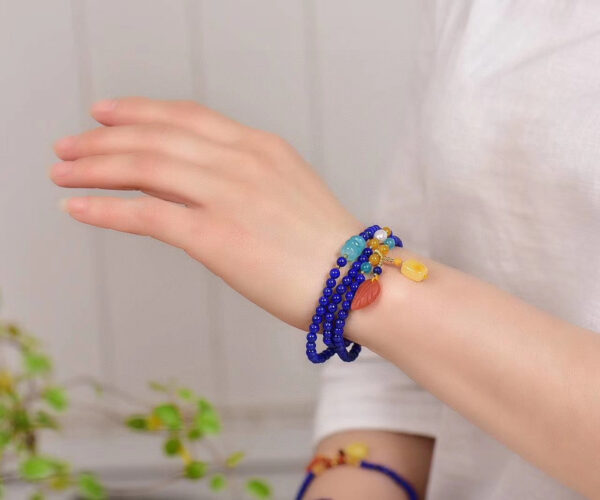 Original natural lapis lazuli multi loop bracelet with a diameter of approximately 4.6mm0311099187