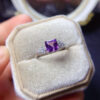 Natural Brazilian amethyst ring, with a main stone size of 6mm square0411090159