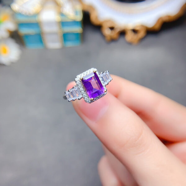 Natural Brazilian amethyst ring, main stone size square 6 * 8mm0411110845