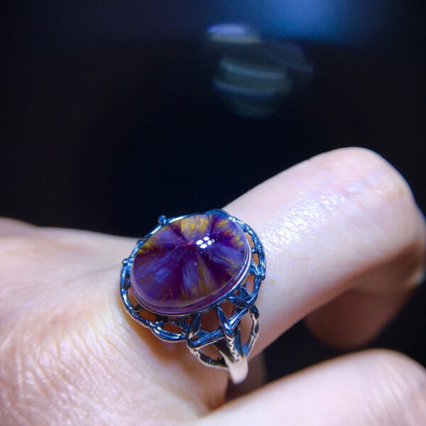 Natural Aurora Titanium Purple Titanium Dazzling Mizi Flower Ring, Size: 14/10.2mm0511398154