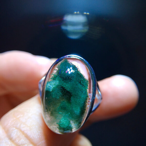 Natural Green Ghost Pyramid Ring, Size 19.6/12.2mm0711248122