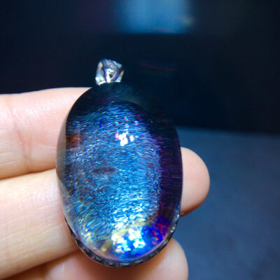 Natural Colorful 🌈 Blue Ghost Starlight Pendant, Size 28.2/19.5mm0911278566
