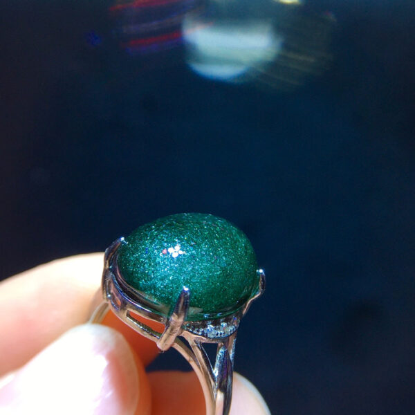 Natural Green Ghost Treasure Bowl Starlight Ring, size 15.1/12.1mm1110208596
