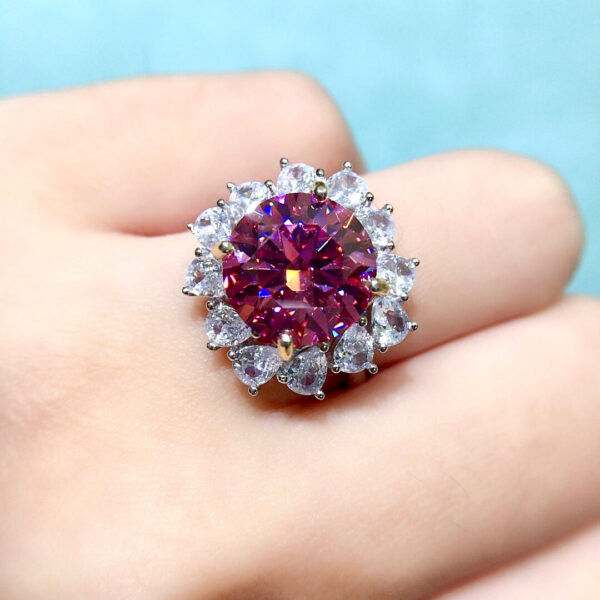 wsxc1699910769222_4 Classic Pink Mosang Diamond Ring, Main Stone 5 Carat, Round 11mm1113575177