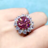 wsxc1699910769222_5 Classic Pink Mosang Diamond Ring, Main Stone 5 Carat, Round 11mm1113575177