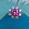 Classic Pink Mosang Diamond Ring, Main Stone 2 Carat, Round 8mm1113350952