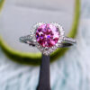 Classic Pink Mosang Diamond Ring, Main Stone 1 Carat, Round 6.5mm1114190866
