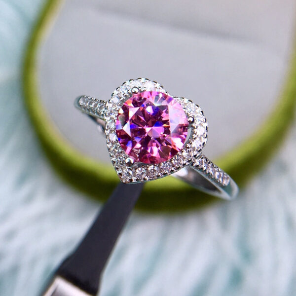 Classic Pink Mosang Diamond Ring, Main Stone 1 Carat, Round 6.5mm1114190866