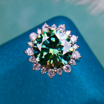 Popular Green Mosan Diamond Ring, Main Stone 6 Carat, Round 12mm1114199488