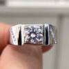 Classic Mosan Diamond Ring, Main Stone 1 Carat, Round 6.5mm1114130355