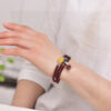 Natural wine red garnet three loop bracelet, with a bead diameter of approximately 4.8mm1114135344