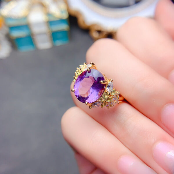 Natural Brazilian amethyst ring, main stone size 10 * 12mm1115140177