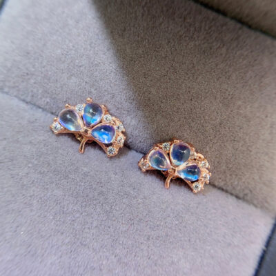 Pure natural moonlight stone earrings, main stone 3 * 4mm1115140844