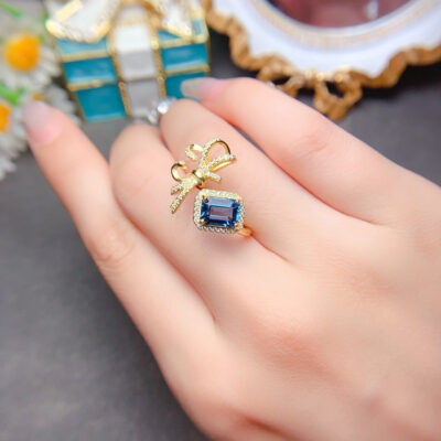 London Blue Topa Stone Ring, with a main stone size of 6 * 8mm,1116180599