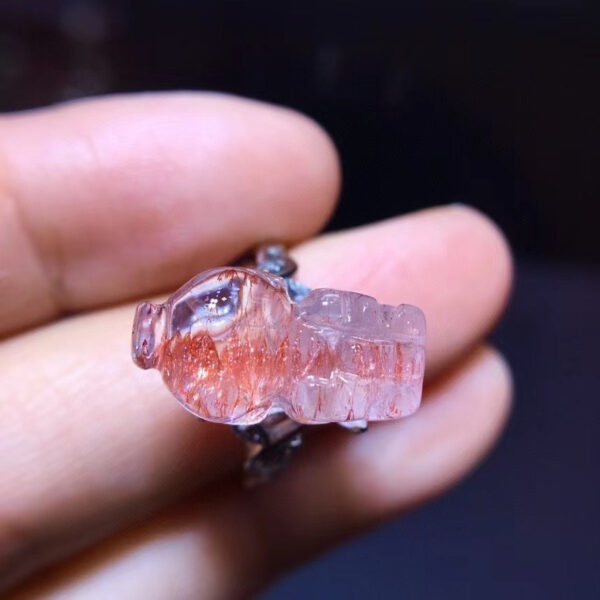 wsxc1700168087050_2 Natural Purple Crystal Red Super Seven Pixiu Ring, Size 17.5/9.6 mm1116208477
