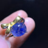 Natural blue hair crystal blue line stone ring, size 9.5/8mm1116238199