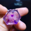Natural purple crystal super seven shaped beige flower candy heart ring, size: 18/17.2 mm1117248499
