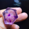 Natural purple crystal super seven shaped beige flower candy heart ring, size: 18/17.2 mm1117248499