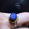 Natural blue hair crystal blue line stone round bead single bead treasure bowl ring, size 10mm1117438166